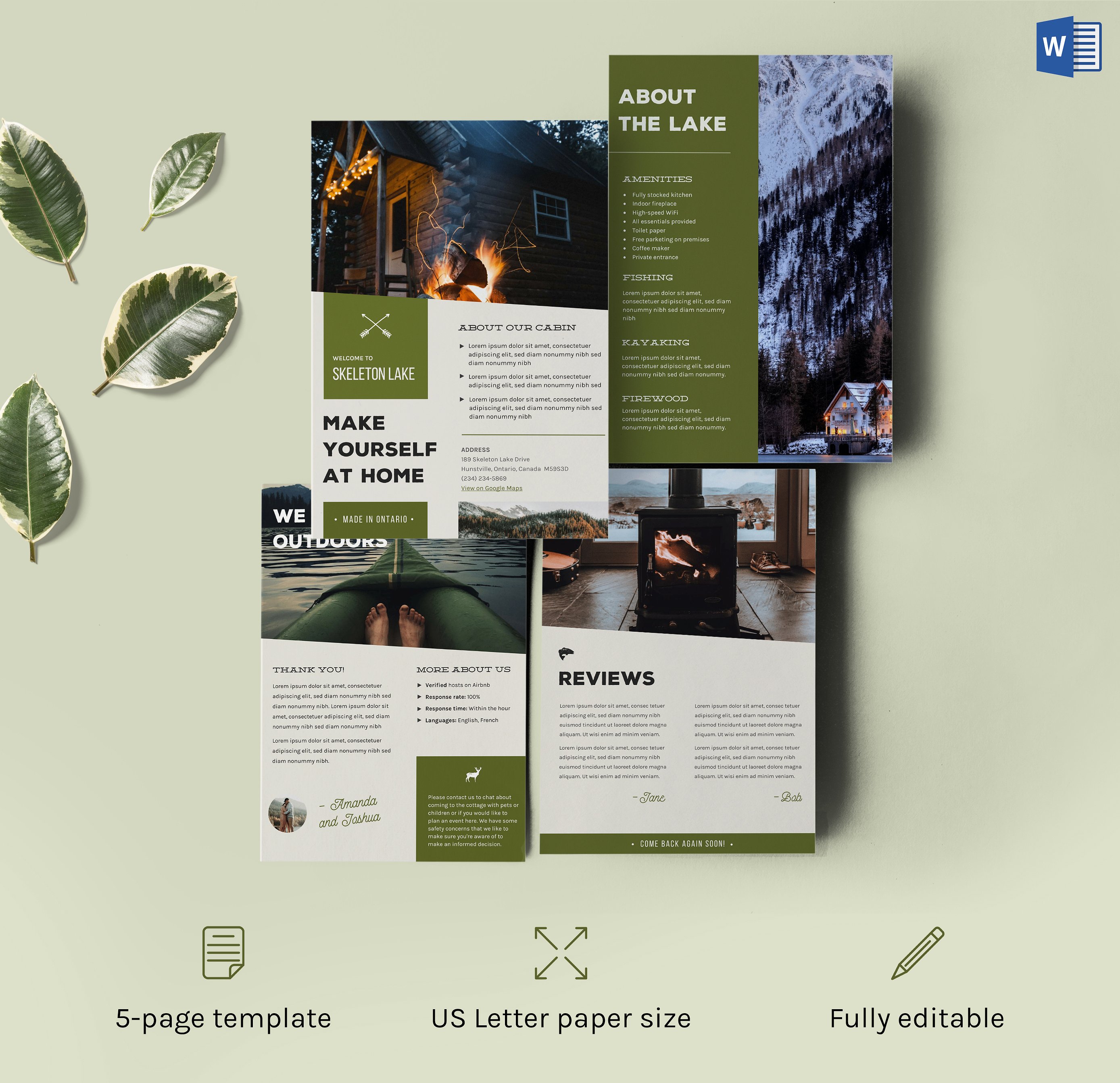 民宿客栈租赁欢迎设计套件 Home Rental Welcome Kit – Word Doc