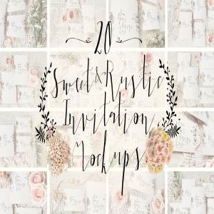 特色文艺范邀请卡样机 Sweet & Rustic Invitation Mockup