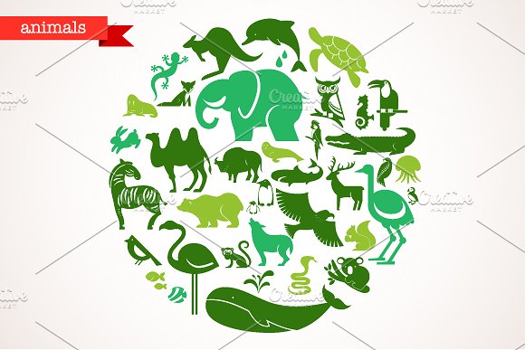 40种动物矢量图标 Animals – set of 40 icons