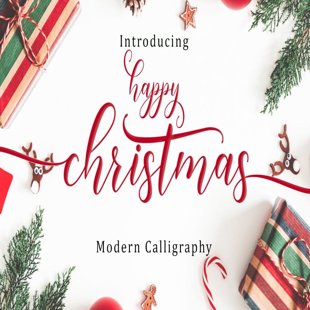 现代书写风格圣诞节主题英文草书字体happy Christmas Script 一流设计网 现代书写风格圣诞节主题英文草书字体happy Christmas Script 一流设计网