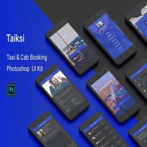 出租车网约车APP应用UI界面设计PSD模板 Taiksi – Taxi & Cab Booking Photoshop UI Kit