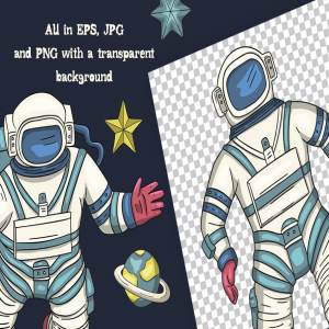 多元素的太空宇航员剪贴画集