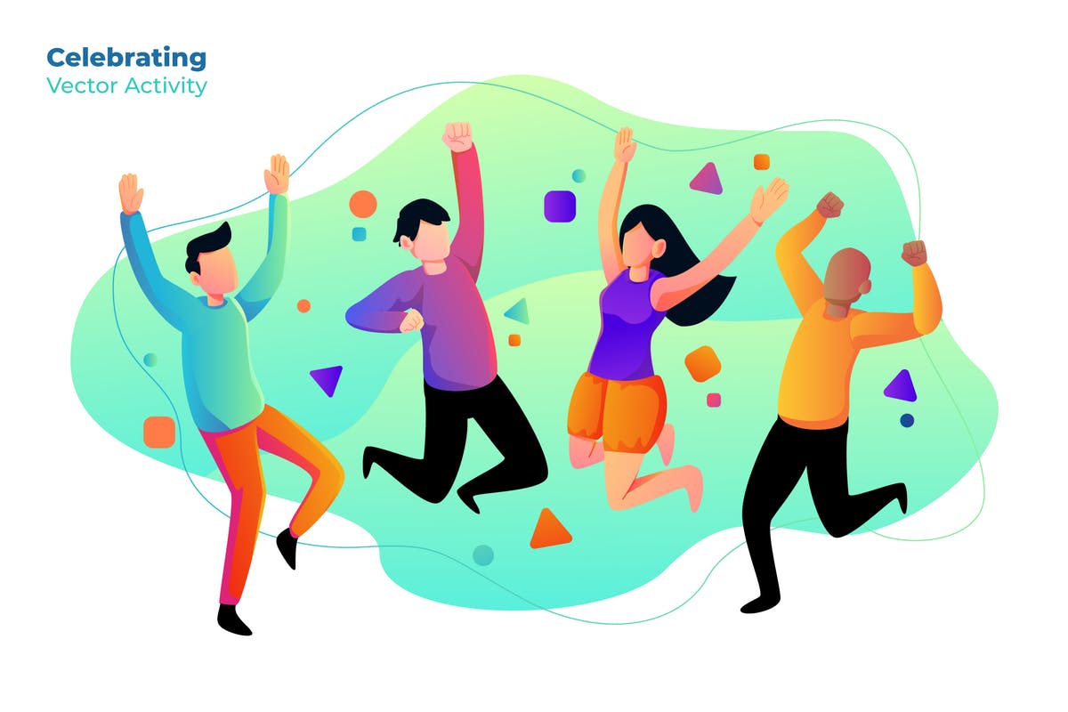 欢呼庆祝概念插画设计素材 Celebrating – Vector Illustration
