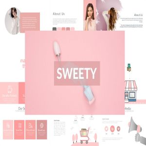 美容化妆品项目推介PPT幻灯片模板 SWEETY Powerpoint Template