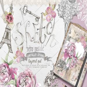 复古风水彩明信片插画 2 in 1!! Vintage style post-cards