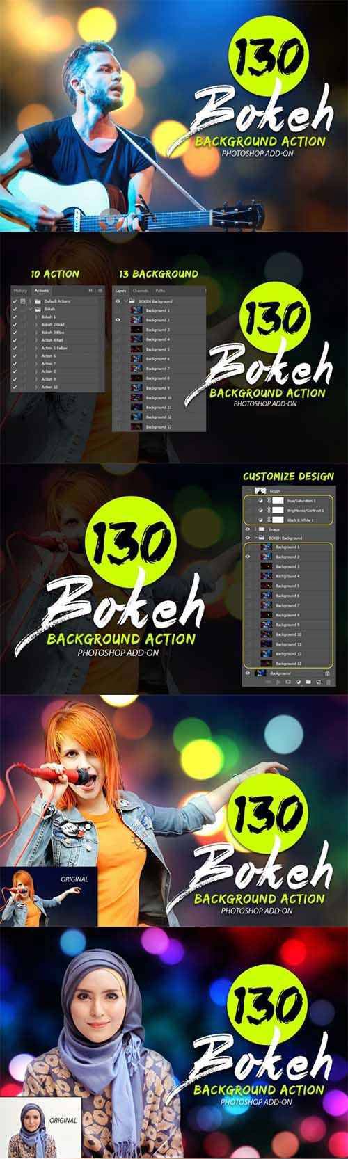 130个照片添加高光散景背景PS动作