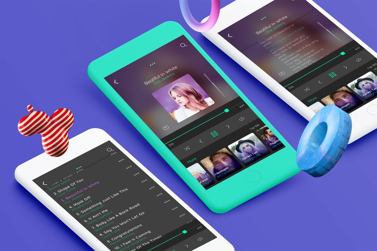 音乐APP应用界面设计UI模板 Music Mobile Ui kit – TH