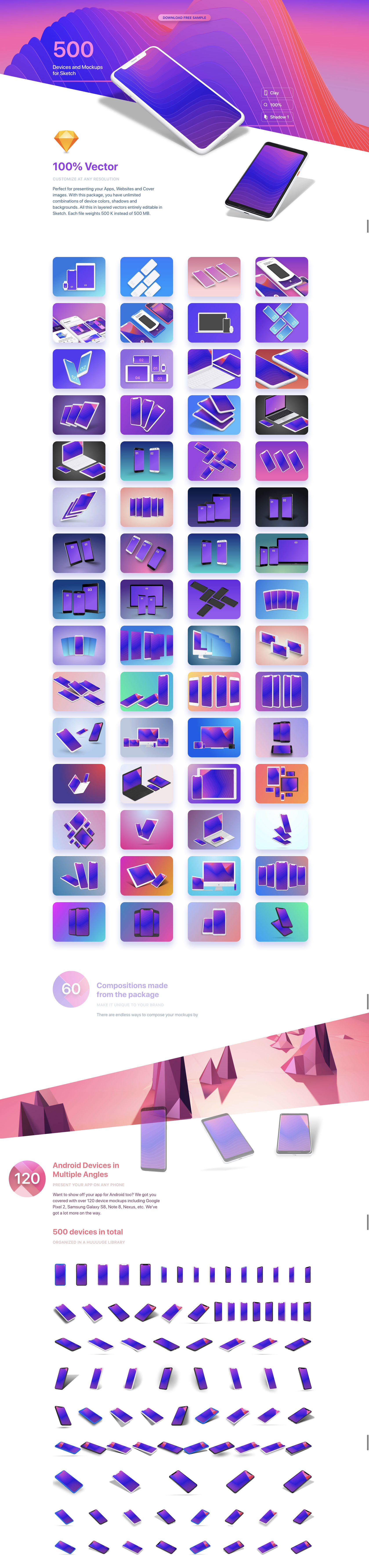 一流设计素材网下午茶：超级漂亮的苹果安装UI设计展示模型Mockups下载[iPhone X，Android,iPad，Sketch,1.32GB]