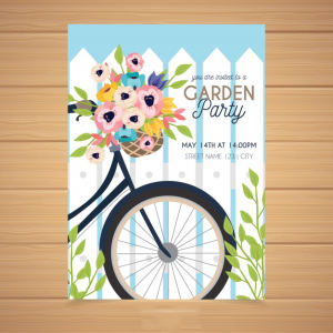 特色手绘春天气息的派对邀请卡 Spring garden party invitation in hand drawn style