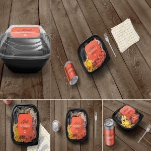 快餐熟食包装样机模板 5 Food Box Branding Mockups