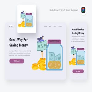 省钱计划主题矢量插画设计素材[Figma&XD] Saving money illustration (Figma & SVG)