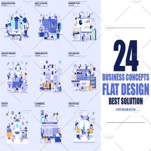 商务金融主题扁平设计矢量概念图模板 Flat Design Business Concepts