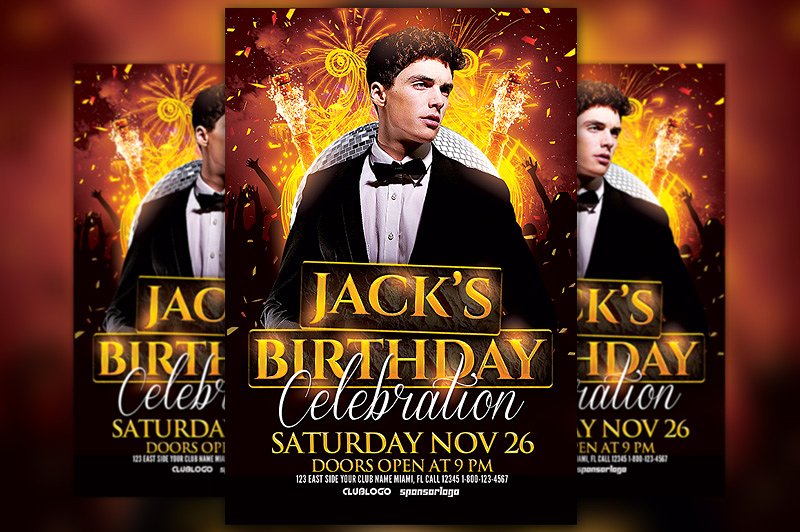 生日庆祝活动宣传传单模板 Birthday Celebration Flyer Template