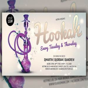 夜总会水烟宣传传单设计模板 Hookah Flyer Template