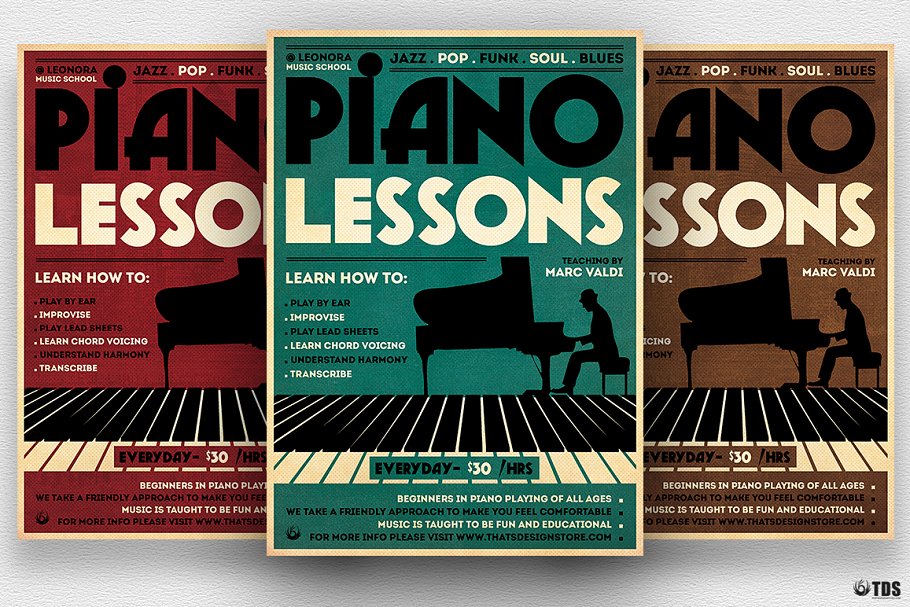 钢琴音乐课程推广传单PSD模板 Piano Lessons Flyer PSD
