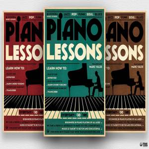 钢琴音乐课程推广传单PSD模板 Piano Lessons Flyer PSD