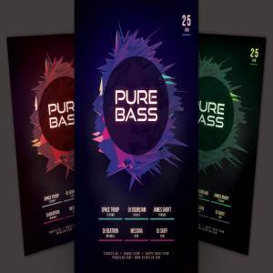 抽象音乐夜总会活动宣传海报设计模板 Pure Bass Flyer Template