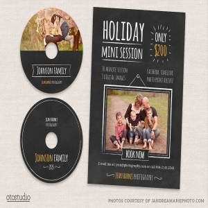 假日迷你传单模板及CD标签模板 Holiday Minis Flyer + cd labels