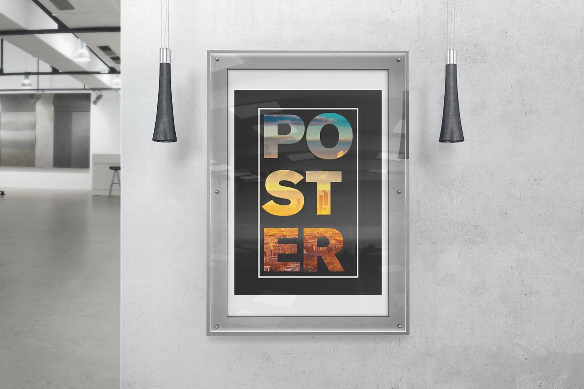 3D展厅橱窗广告海报样机 Poster Mockups