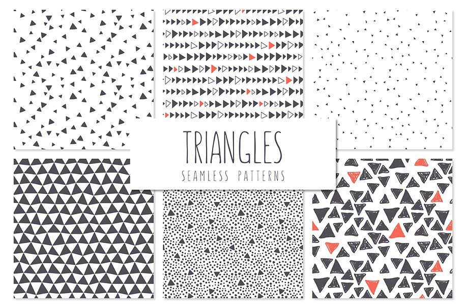 三角形图案无缝纹理集 Triangles. Seamless Patterns Set 5