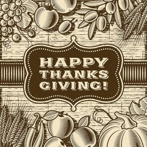 复古设计风格感恩节贺卡设计模板 Vintage Happy Thanksgiving Card Brown插图2