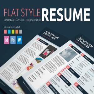 多种配色扁平风格专业设计师简历模板 Resume/CV – Flat Style