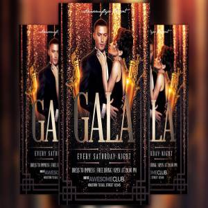 性感派对女郎舞会活动宣传单模板 Gala Flyer Template