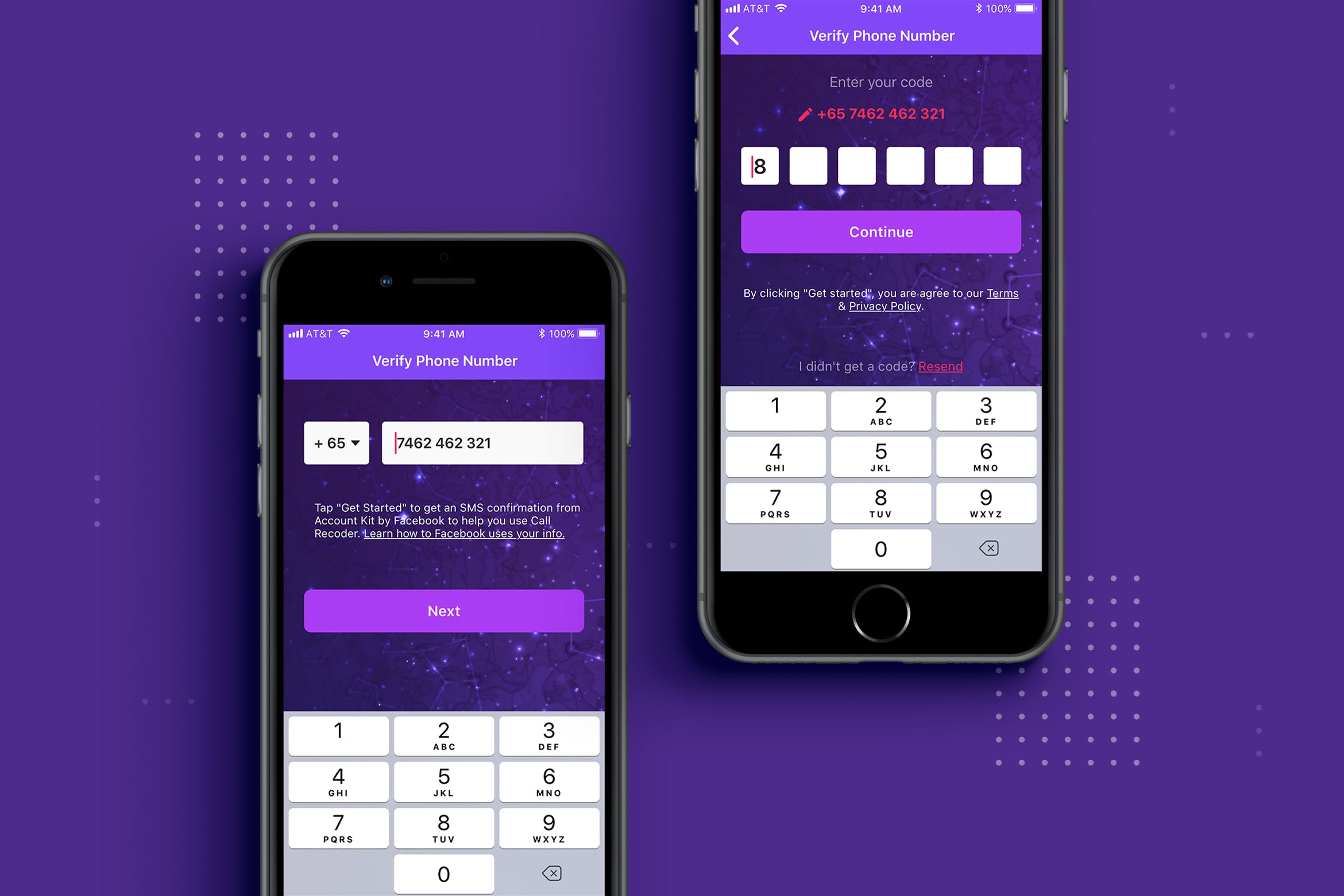 占星术主题APP应用手机注册界面设计模板 Astrology mobile ui app – Verify Phone number