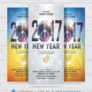 新年派对海报传单模板 New Year Celebration Flyer