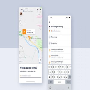 类滴滴打车APP应用预约界面设计模板 Car rental mobile UI Kit – Home booking