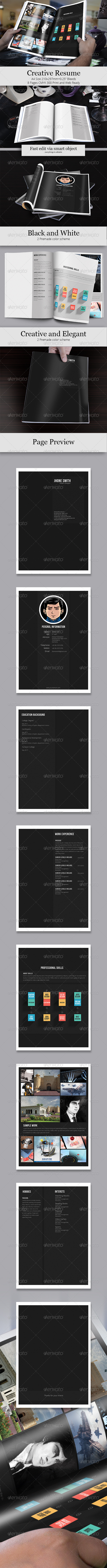 创造性极强的时尚杂志般的简历模板