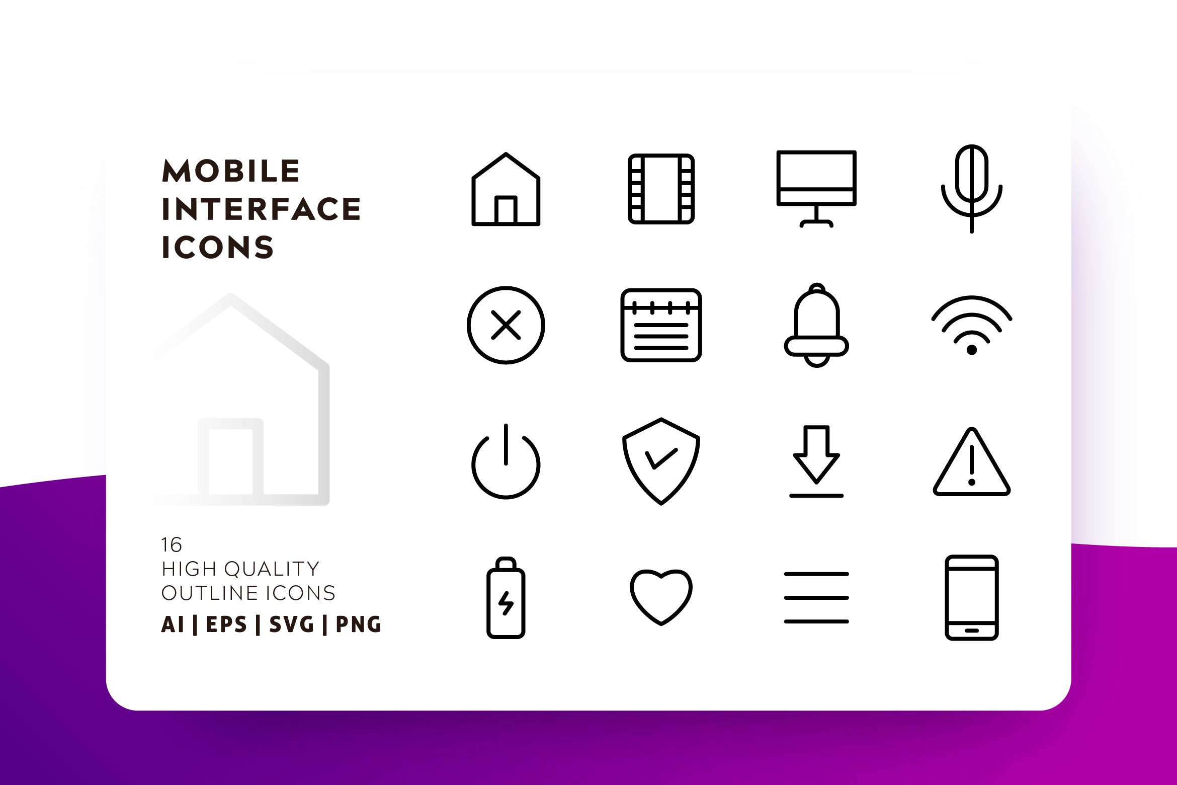 移动APP应用UI设计矢量图标素材 MOBILE INTERFACE OUTLINE