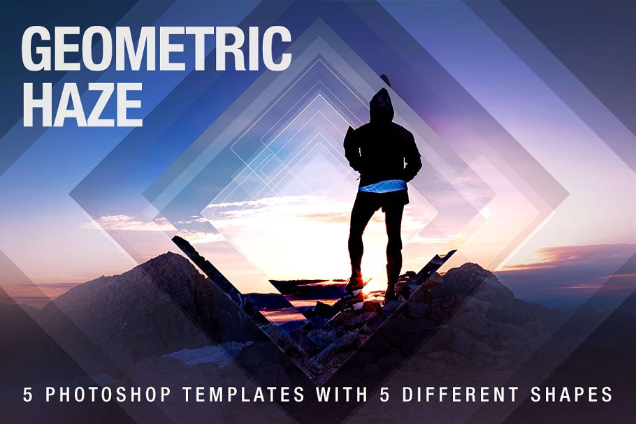 几何科幻照片效果处理PSD模板 Geometric Haze Photoshop Template