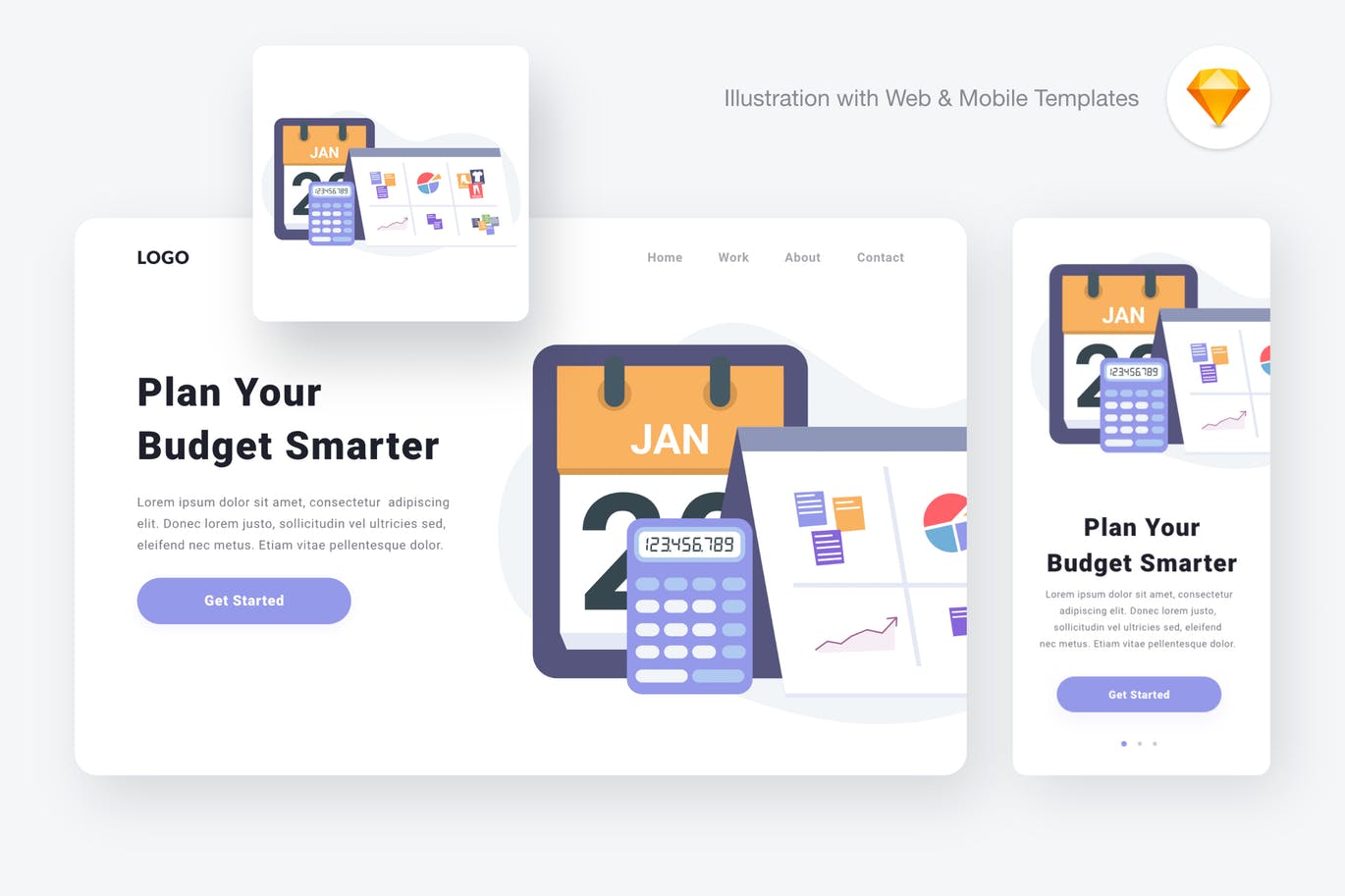 项目预算规划网站设计矢量插画素材[SKETCH&SVG] Planning Budget Illustration (Sketch & SVG)
