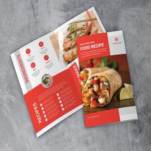 双折页美味食品宣传册INDD设计模板 Bifold food Brochure