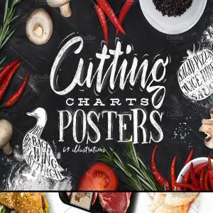 极力推荐：生鲜肉类切割图表海报等设计素材合集 Cutting Charts Posters [3.59GB]