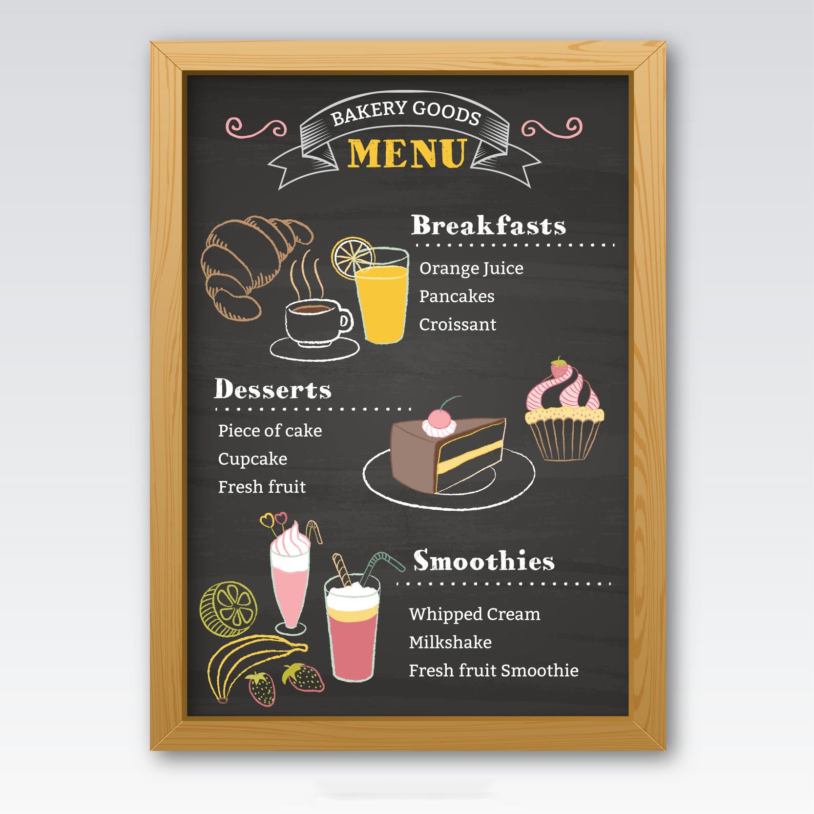面包店菜单黑板 Bakery menu blackboard