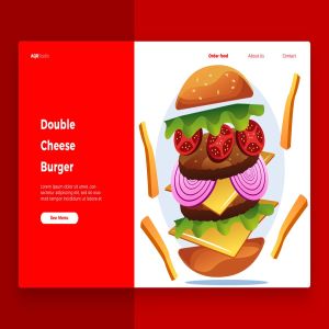 汉堡包概念插画网站Banner&着陆页设计模板 Burger – Banner & Landing Page
