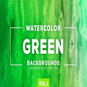 绿色水彩涂料肌理背景设计素材v1 Green Watercolor Backgrounds Vol.1