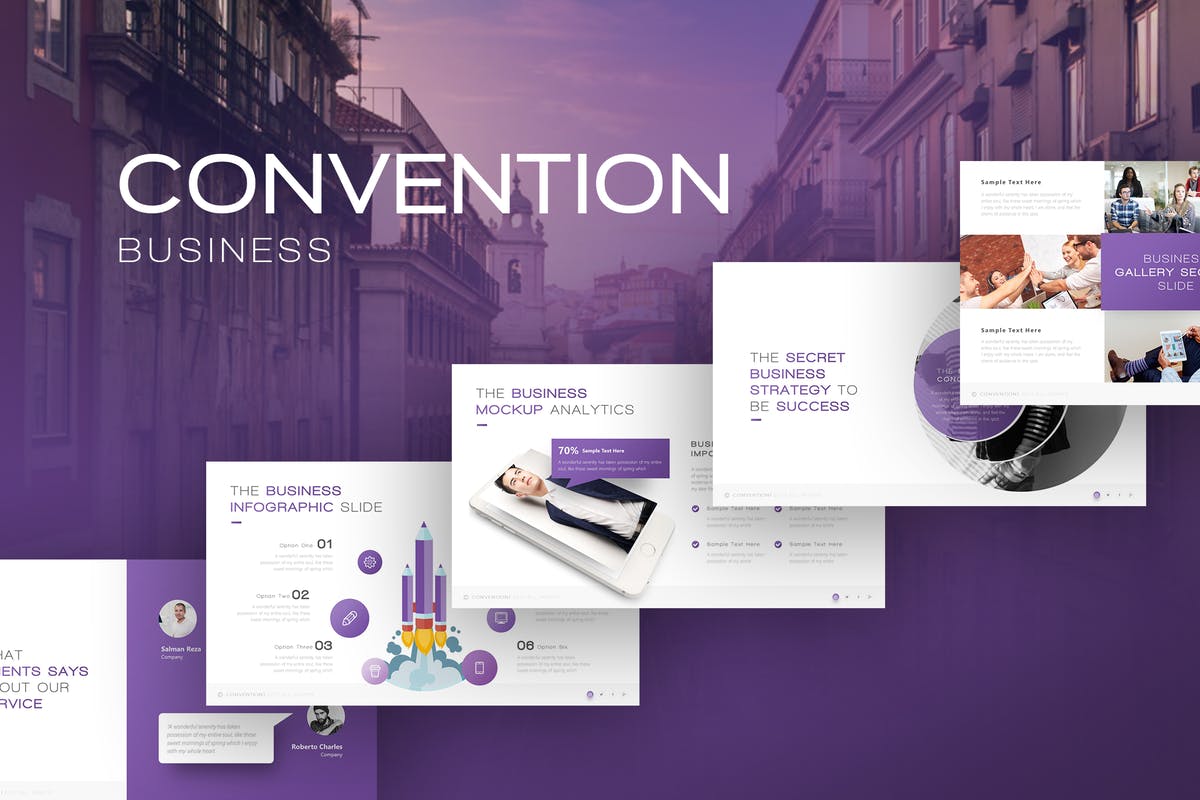 多种配色方案企业宣传介绍PPT幻灯片模板 Convention Business Presentation