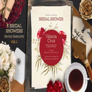 创意花卉元素单页面便签信纸模板 Bridal Shower Pack 2插图4