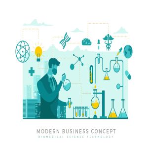 生物医学科学现代企业概念插画免费素材 Biomedical Science Modern Business Concept