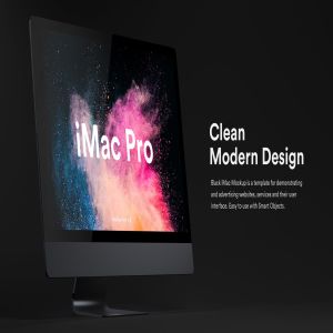 酷黑背景iMac Pro一体机电脑样机模板 Dark iMac Pro Mockup插图9