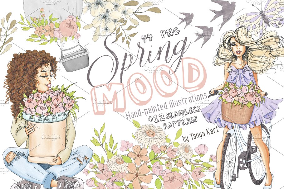 春季情调水彩插画合集 Spring Mood Design Kit