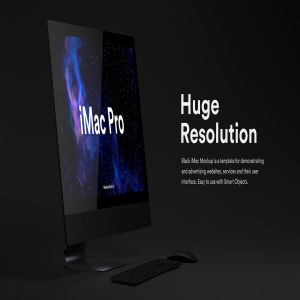 酷黑背景iMac Pro一体机电脑样机模板 Dark iMac Pro Mockup插图11