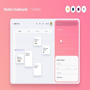 现代设计风格日程表软件UI设计模板4 Modern Dashboard UI UX Kit Template Theme – 4