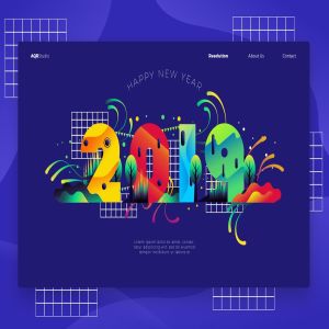 2019新年主题网站Banner&着陆页设计模板 2019 – Banner & Landing Page