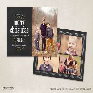 圣诞节日黑板背景贺卡明信片模板 Christmas Card Template Chalkboard