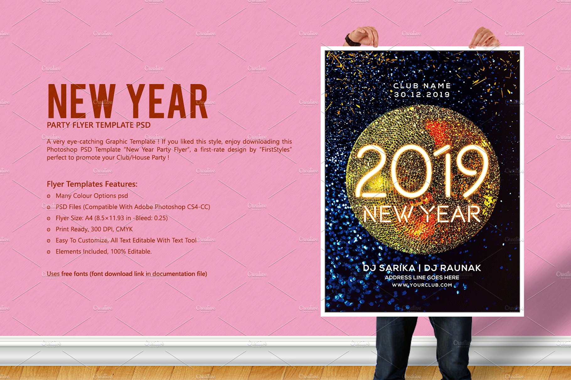 新年聚会海报模板 New Year Party Flyer [psd]