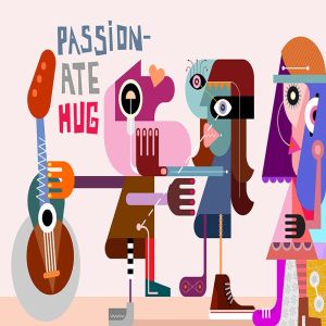 抽象音乐主题人物手绘矢量插画素材 Passionate Hug vector illustration插图2